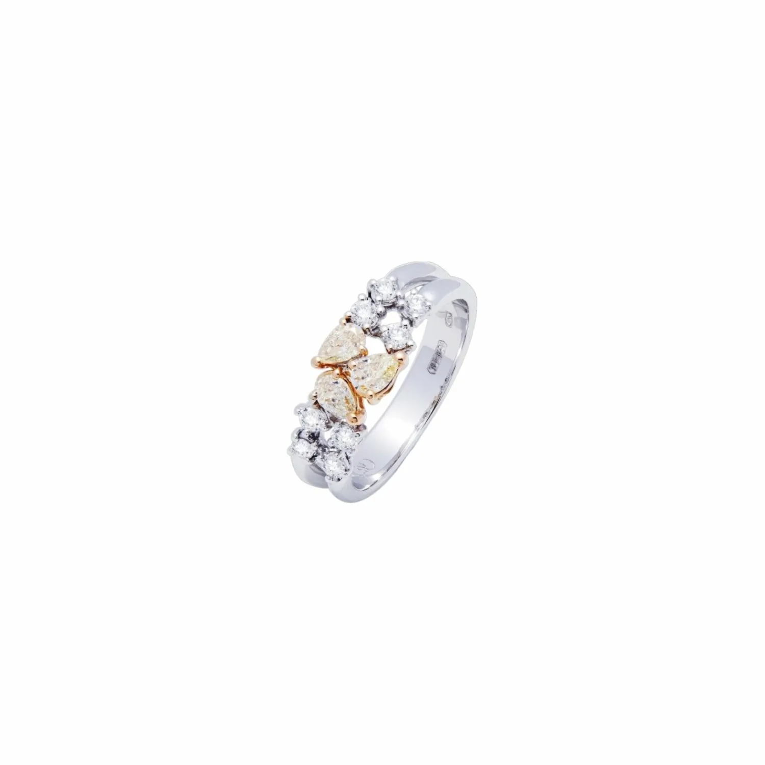 C&C Gioielli Bague en or blanc, diamants et diamants jaunes Flash Sale