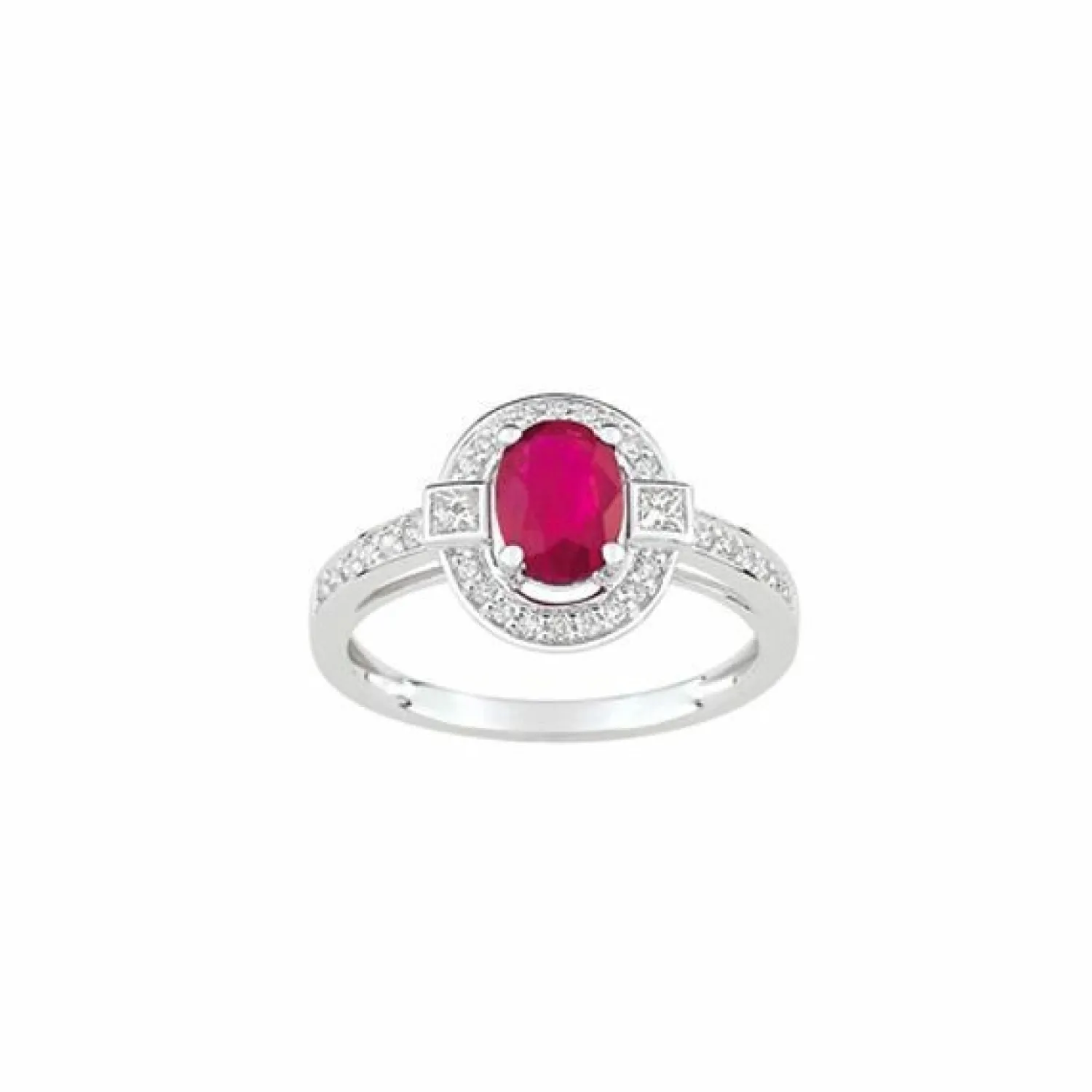 Rigal Bague en or blanc, diamants et rubis Flash Sale