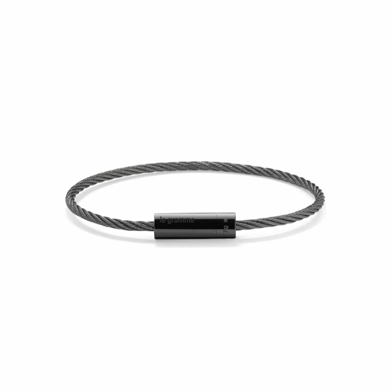 le gramme Bracelet Câble en céramique noire polie, 7 grammes Clearance