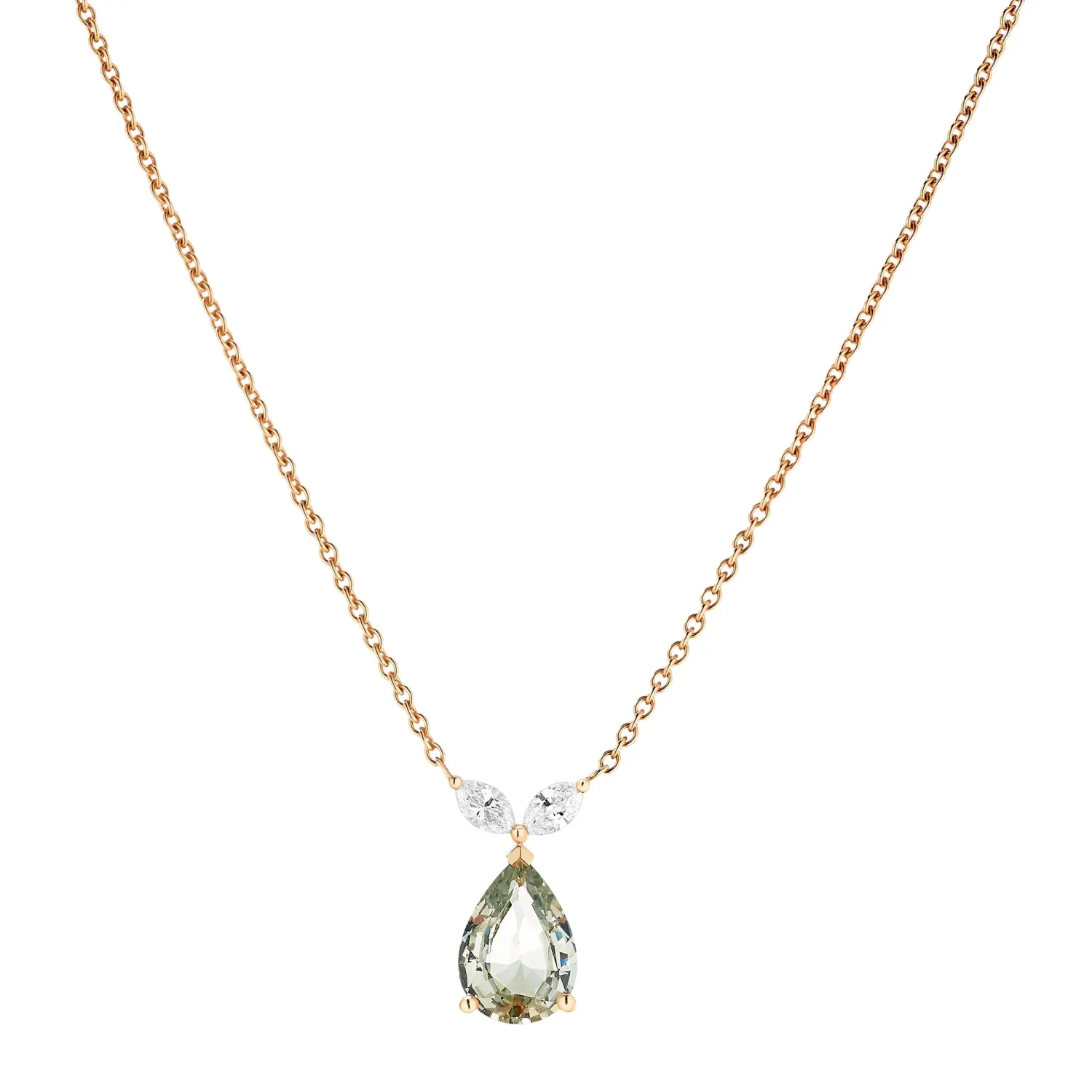 Rigal Collier Poire Saphir Vert & Diamants Clearance