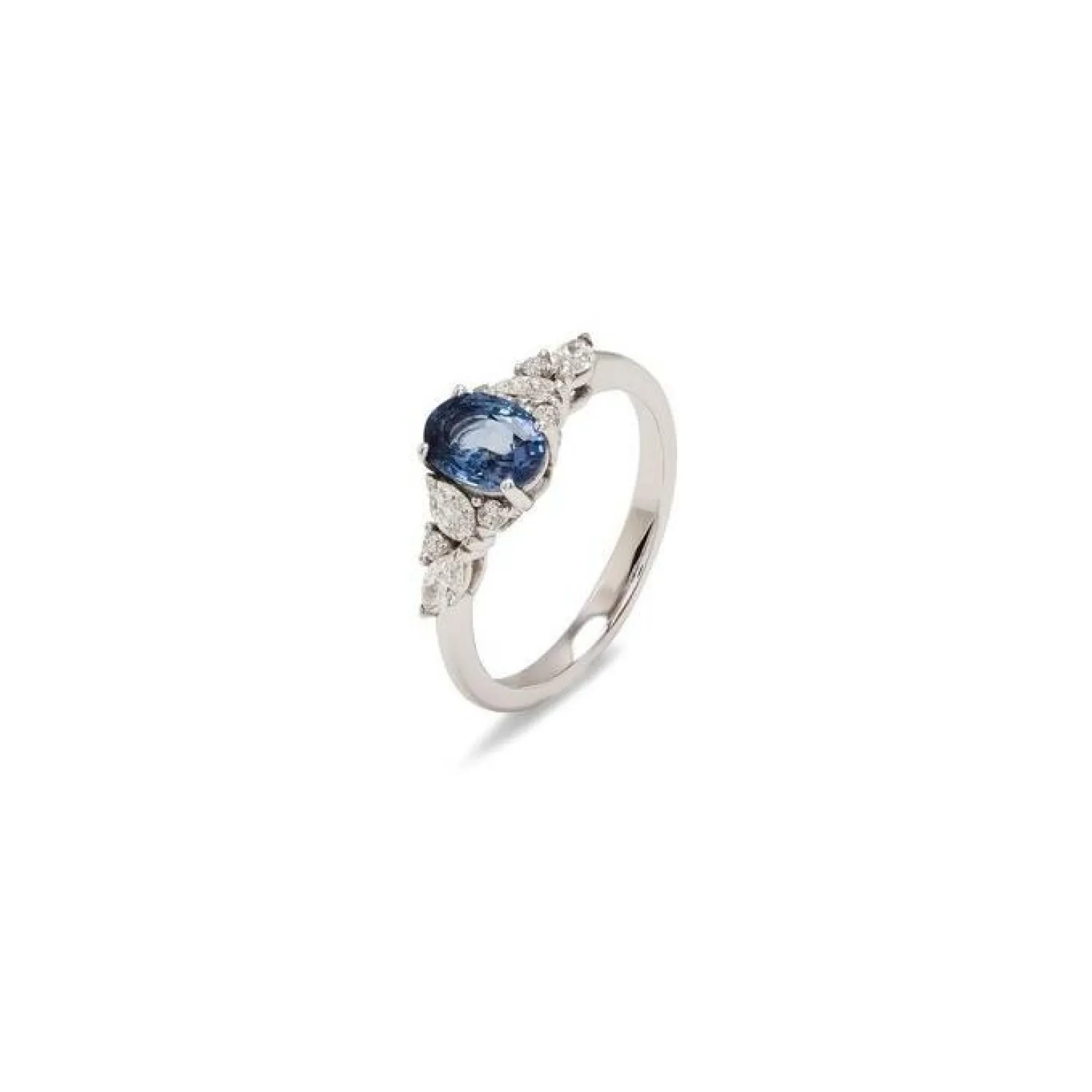 C&C Gioielli Solitaire en or blanc, saphir et diamants Discount